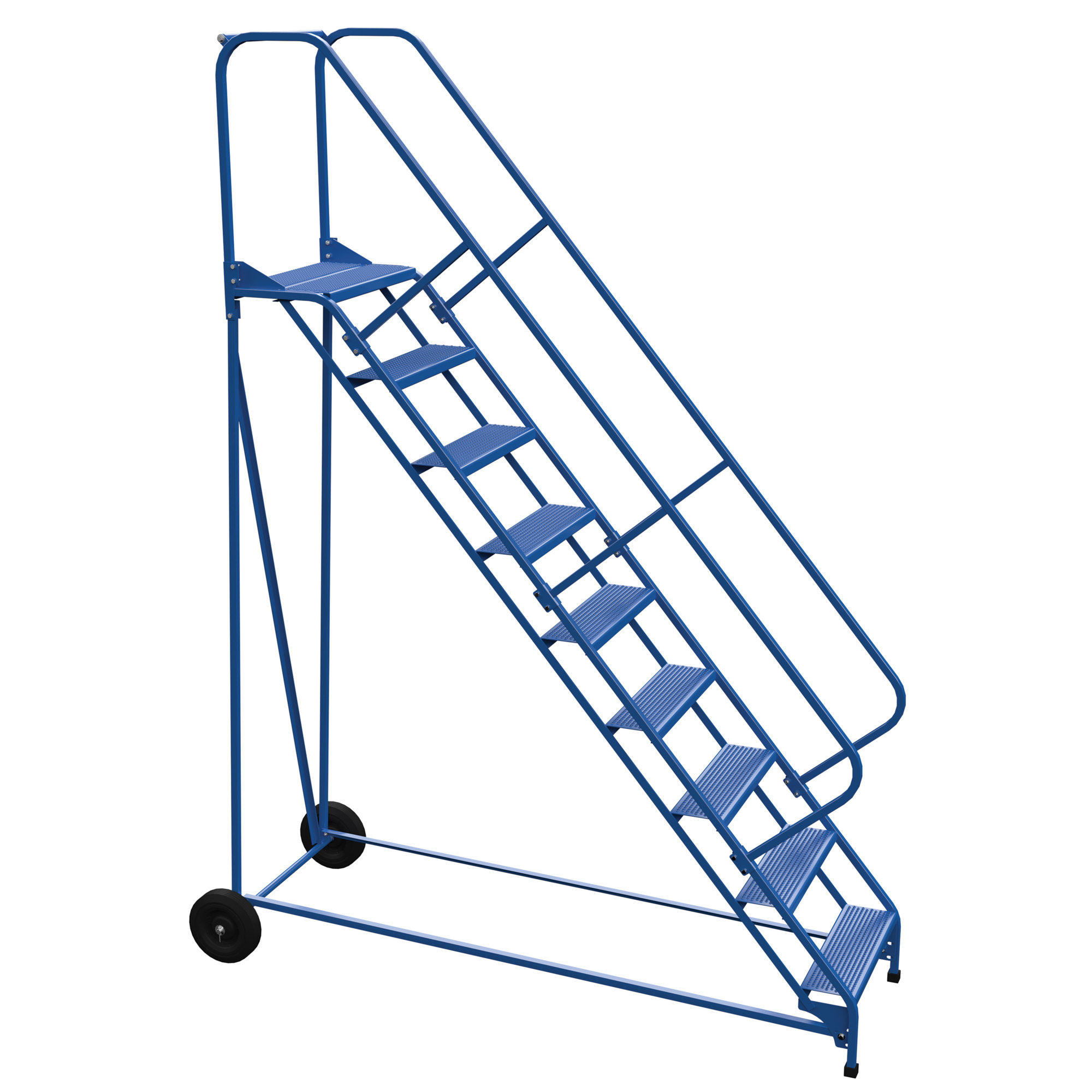 Vestil 9-Step Perforated Folding Ladder - 120in. Height, Steel, Removable Handrail, Model# LAD-RAF-9-24-P-EZ